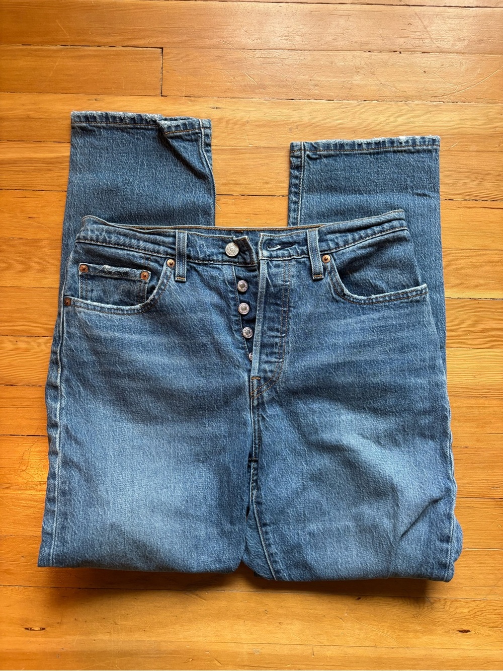 Levi's Women's Straight-Leg Blue Denim Jeans with Button Fly